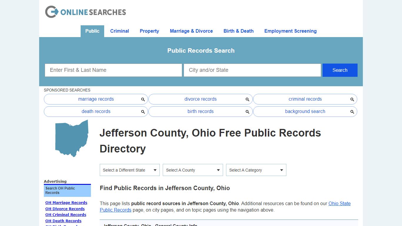 Jefferson County, Ohio Public Records Directory - OnlineSearches.com